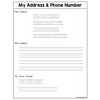 CreatePrintables - My Address & Phone Number